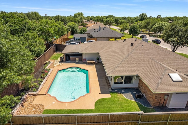 529 Doubletree Dr, Highland Village, TX 75077 - view of swimming pool featuring a fenced backyard, a patio, and central AC unit