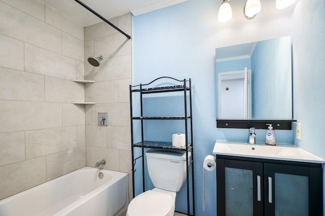 745 Oakland St, Grand Prairie, TX 75052 - bathroom with vanity, shower / bath combination, and toilet