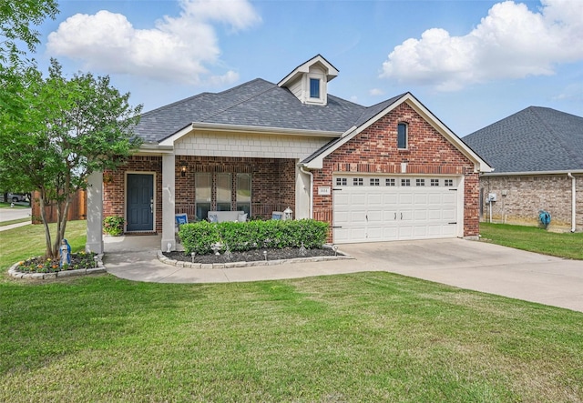 1414 Fox Glen Trl, Mansfield, TX 76063 - view of front of house with an attached garage, a front lawn, driveway, and brick siding