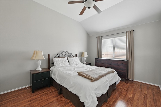 1414 Fox Glen Trl, Mansfield, TX 76063 - bedroom with wood finished floors, vaulted ceiling, baseboards, and a ceiling fan