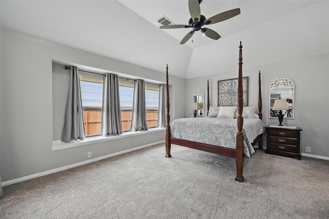 1414 Fox Glen Trl, Mansfield, TX 76063 - carpeted bedroom with baseboards, lofted ceiling, and ceiling fan