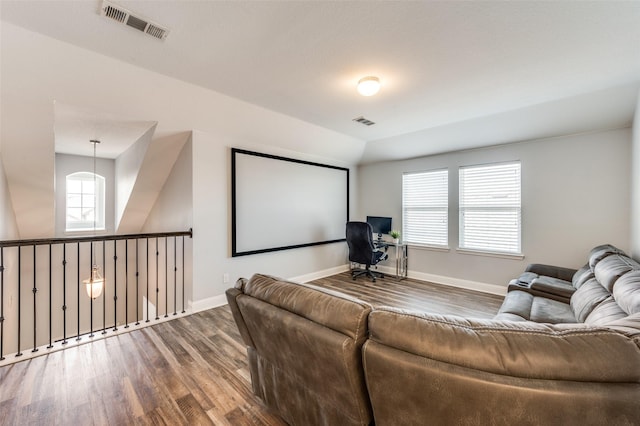 1317 Roadrunner Dr, Little Elm, TX 75068 - home theater featuring wood finished floors and baseboards