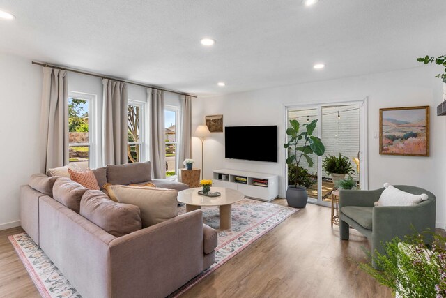 1236 Richland Oaks Dr, Richardson, TX 75081 - living room with wood finished floors, recessed lighting, and baseboards