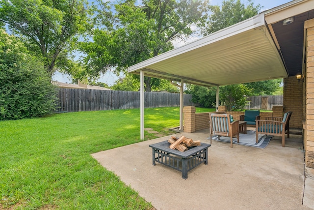 140 Amory Dr, Benbrook, TX 76126 - view of patio / terrace with an outdoor living space with a fire pit