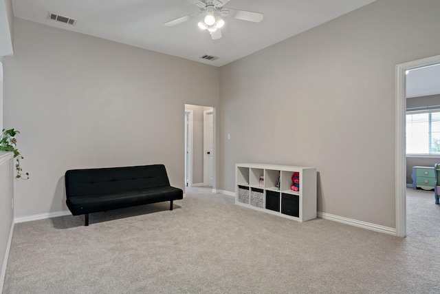 1912 White Oak Rd, Mckinney, TX 75072 - sitting room with carpet flooring, a ceiling fan, and baseboards