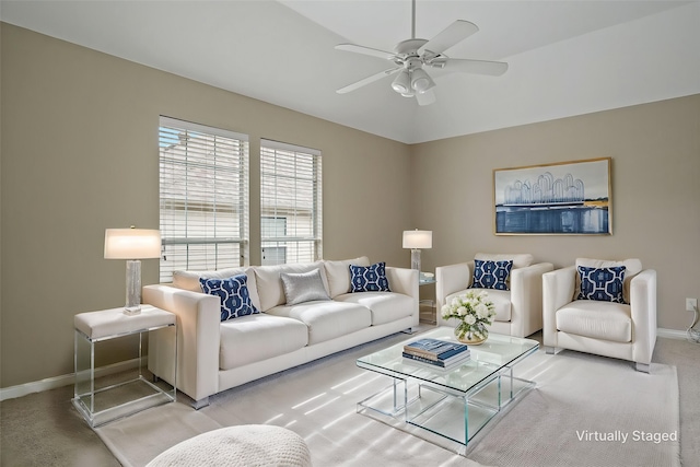 1912 White Oak Rd, Mckinney, TX 75072 - living area with baseboards, ceiling fan, and carpet