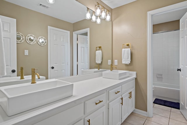 1912 White Oak Rd, Mckinney, TX 75072 - full bathroom featuring double vanity, tile patterned floors, baseboards, and shower / tub combination