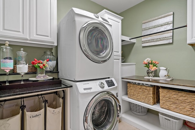 1912 White Oak Rd, Mckinney, TX 75072 - laundry room with stacked washing machine and dryer and cabinet space