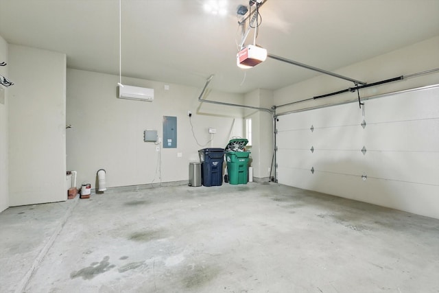 3512 Hornbeam St, Denton, TX 76226 - garage featuring a garage door opener, electric panel, and a wall mounted AC