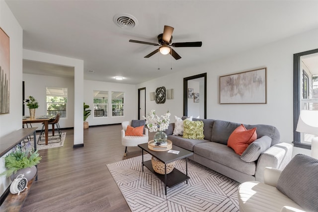 3467 Binyon St, Fort Worth, TX 76133 - living room featuring ceiling fan and wood finished floors
