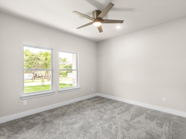 4416 Green Acres Ct, Arlington, TX 76017 - carpeted empty room featuring a ceiling fan, baseboards, and recessed lighting