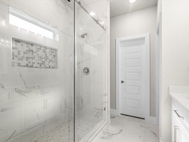 4416 Green Acres Ct, Arlington, TX 76017 - full bath with a marble finish shower, vanity, and marble finish floors
