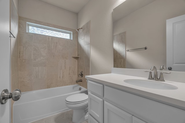 7819 Uxbridge Dr, Irving, TX 75063 - bathroom featuring vanity,  shower combination, toilet, and tile patterned floors
