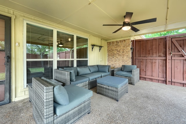 250 E Bancroft Dr, Garland, TX 75040 - view of patio featuring a ceiling fan and outdoor lounge area