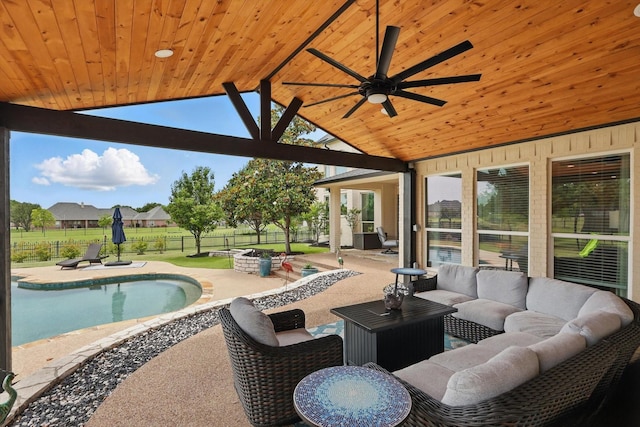 1000 Van Zandt Ct, Haslet, TX 76052 - view of patio featuring a ceiling fan and an outdoor living space