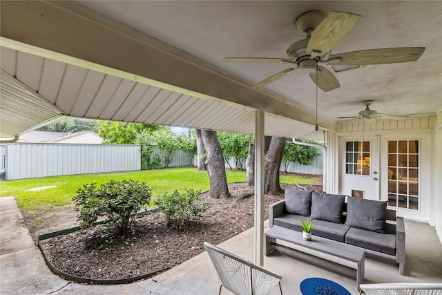 3309 Citation Dr, Dallas, TX 75229 - view of patio with a ceiling fan and outdoor lounge area