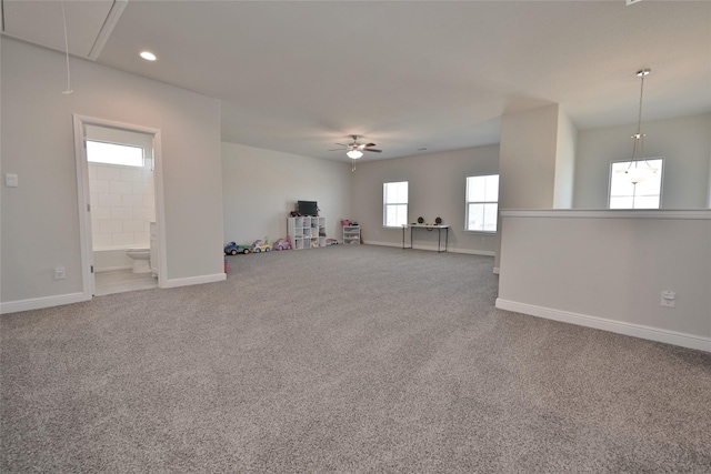 186 Dogwood Ave, Rhome, TX 76078 - unfurnished room with attic access, baseboards, carpet flooring, recessed lighting, and ceiling fan