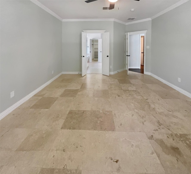 6029 Bellaire Dr, Benbrook, TX 76132 - empty room with a ceiling fan and ornamental molding