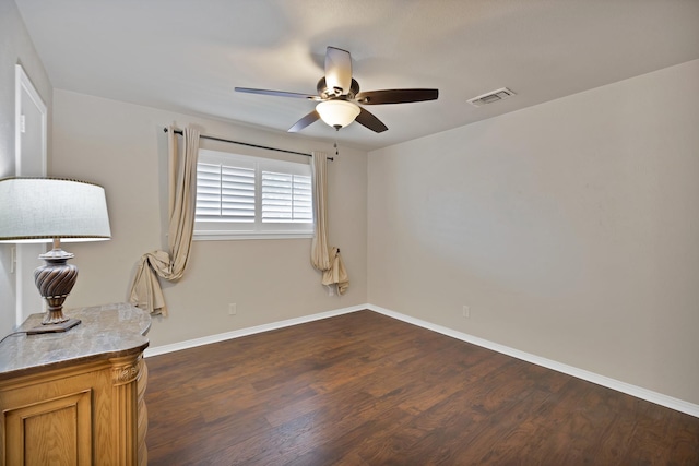 2612 Windsor Pl, Plano, TX 75075 - unfurnished room with ceiling fan, dark wood finished floors, and baseboards
