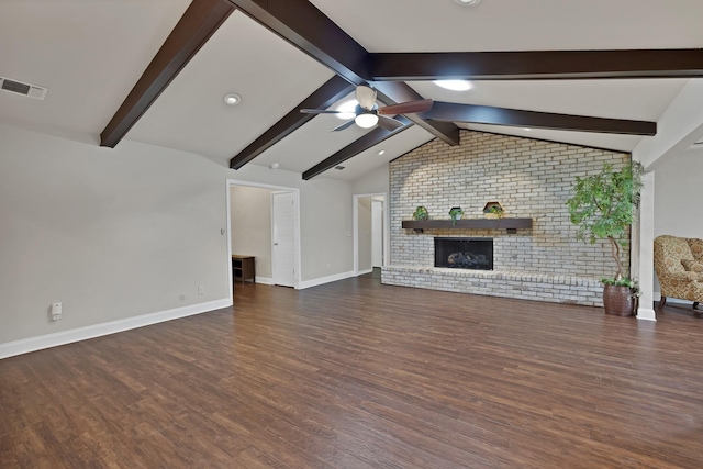 2612 Windsor Pl, Plano, TX 75075 - unfurnished living room featuring brick wall, a ceiling fan, wood finished floors, and baseboards