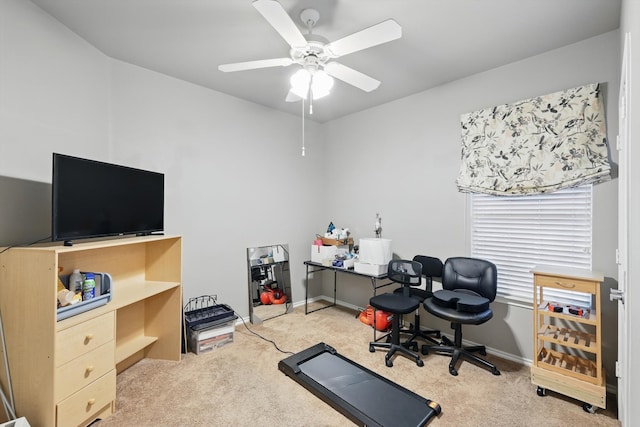 2408 Charisma Dr, Fort Worth, TX 76131 - carpeted office featuring a ceiling fan and baseboards