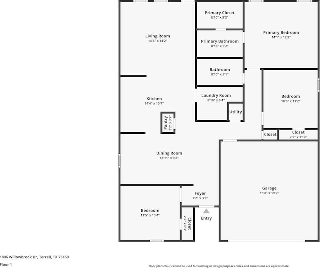 1806 Willowbrook Dr, Terrell, TX 75160 - floor plan / room layout