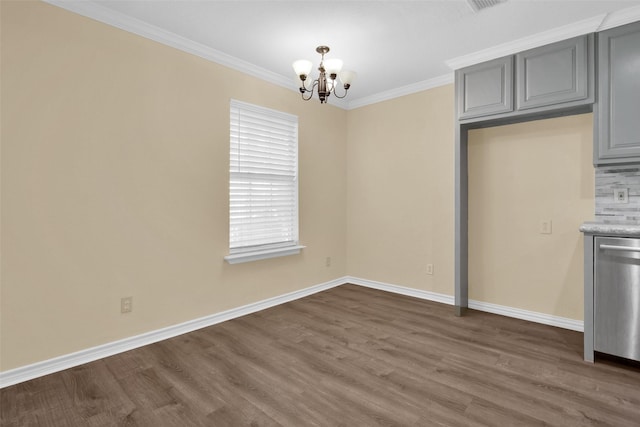 312 W Young St, Howe, TX 75459 - unfurnished dining area featuring a chandelier, dark wood finished floors, crown molding, and baseboards