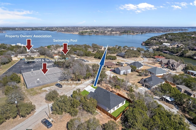 2325 Neches St, Granbury, TX 76048 - aerial overview of property's location featuring a nearby body of water and nearby suburban area