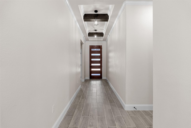 2325 Neches St, Granbury, TX 76048 - doorway to outside featuring wood tiled floors, baseboards, and a tray ceiling
