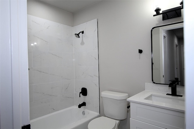 2202 Statler Dr, Carrollton, TX 75007 - bathroom featuring vanity, toilet, and washtub / shower combination