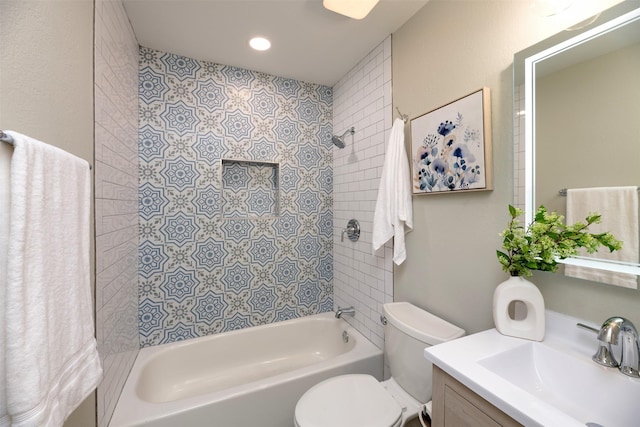 620 Admiralty Way, Fort Worth, TX 76108 - full bathroom with toilet, shower / bathtub combination, vanity, and recessed lighting