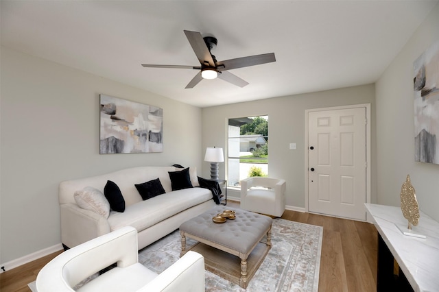 620 Admiralty Way, Fort Worth, TX 76108 - living room with wood finished floors, ceiling fan, and baseboards
