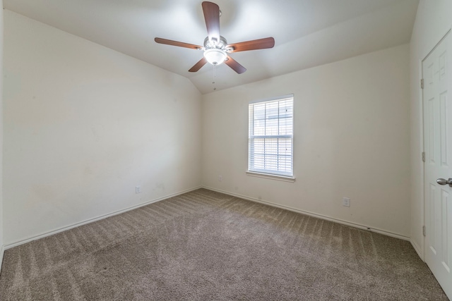 232 Lovers Path Dr, Springtown, TX 76082 - spare room with carpet flooring, ceiling fan, baseboards, and lofted ceiling