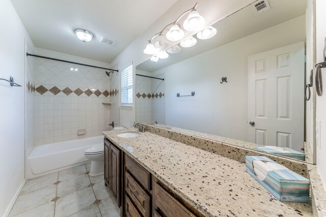 232 Lovers Path Dr, Springtown, TX 76082 - bathroom with vanity, toilet, tub / shower combination, and tile patterned flooring