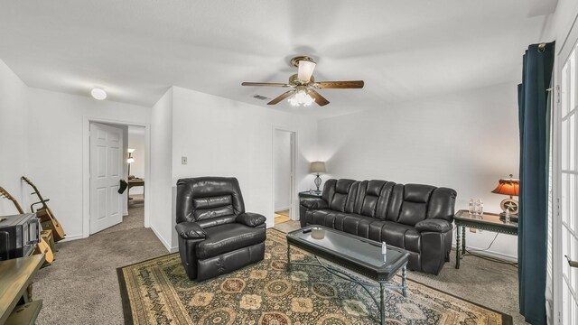 120 Oak Hollow Ct S, Azle, TX 76020 - carpeted living area featuring a ceiling fan and baseboards