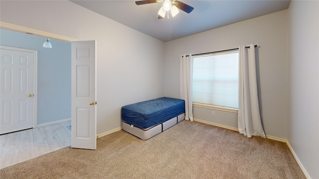 2801 Hereford Rd, Denton, TX 76210 - unfurnished bedroom featuring carpet flooring, baseboards, and a ceiling fan