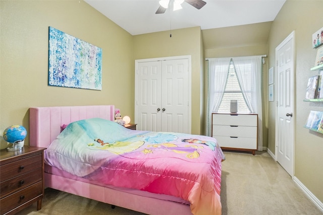 4028 Burwood Dr, Fort Worth, TX 76262 - carpeted bedroom featuring baseboards, a closet, and a ceiling fan
