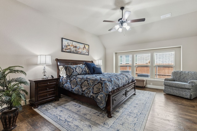 4328 Waterstone Rd, Fort Worth, TX 76244 - bedroom with vaulted ceiling, baseboards, wood finished floors, and ceiling fan
