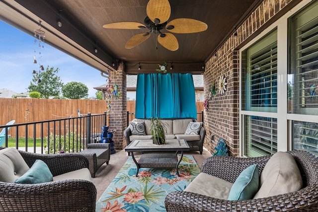 4328 Waterstone Rd, Fort Worth, TX 76244 - view of patio with outdoor lounge area and a ceiling fan