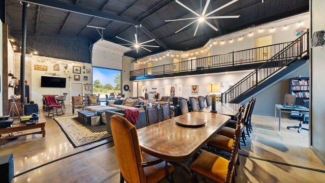 TBD Vz County Road 4418, Canton, TX 75103 - dining space with a towering ceiling, finished concrete flooring, and stairs