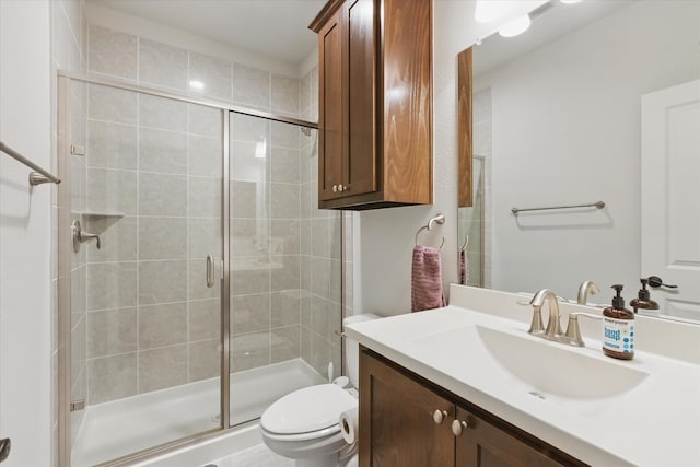 128 Brown Knight Ln, Lewisville, TX 75056 - full bathroom featuring toilet, vanity, and a stall shower