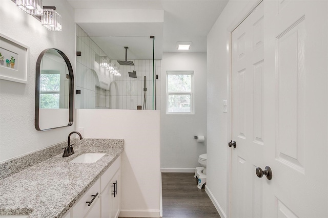 6325 Wallingford Dr, Fort Worth, TX 76133 - full bath featuring toilet, vanity, a tile shower, and plenty of natural light