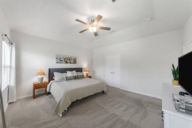 511 Rock Creek Dr, Princeton, TX 75407 - bedroom with light colored carpet, baseboards, a ceiling fan, and a closet