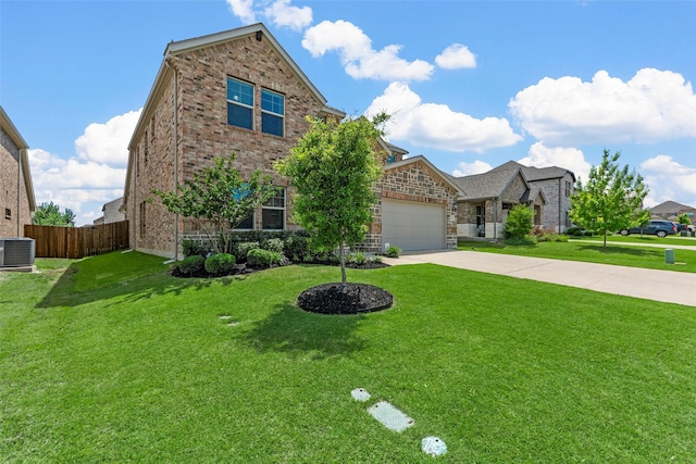 511 Rock Creek Dr, Princeton, TX 75407 - view of front facade featuring cooling unit, concrete driveway, brick siding, and an attached garage