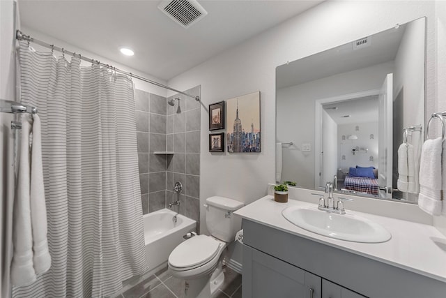 511 Rock Creek Dr, Princeton, TX 75407 - ensuite bathroom featuring vanity, shower / tub combo, toilet, and tile patterned flooring