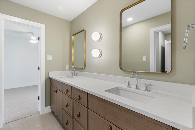 15616 Terrace Lawn Cir, Dallas, TX 75248 - bathroom featuring double vanity and baseboards