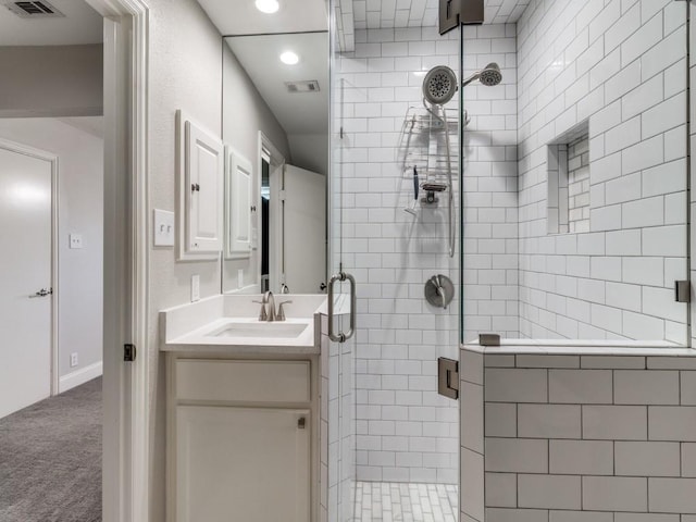 4432 Willow Ln, Dallas, TX 75244 - full bathroom featuring a stall shower, vanity, and recessed lighting