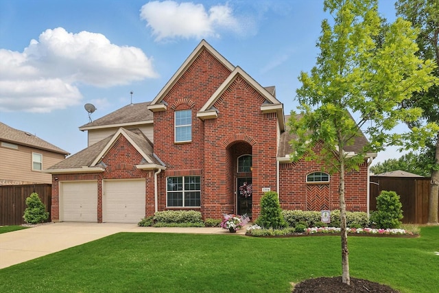 2304 Ranch House Dr, Denton, TX 76210 - traditional home featuring brick siding, concrete driveway, a garage, and a shingled roof