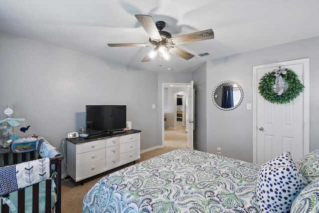 2304 Ranch House Dr, Denton, TX 76210 - carpeted bedroom with ceiling fan