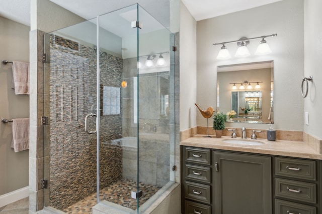 4406 Cobblers Ln, Dallas, TX 75287 - full bathroom featuring vanity and a shower stall